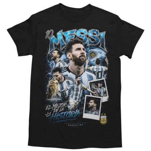 Koszulka męska bawełniana Lionel Messi Argentyna numer 10 piłka nożna czarna koszulka z nadrukiem dla kibica 2
