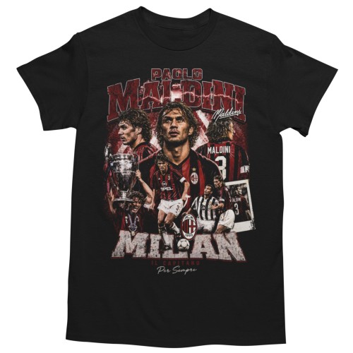 Koszulka męska bawełniana Paolo Maldini Włochy numer 3 piłka nożna czarna koszulka z nadrukiem 2