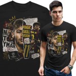 Koszulka męska bawełniana Neymar Jr Brazylia Barcelona numer 11 piłka nożna czarna z nadrukiem