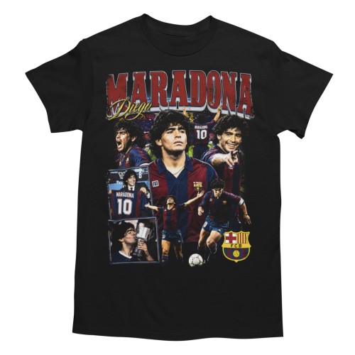 Koszulka męska bawełniana Diego Maradona Argentyna Barcelona numer 10 czarna z nadrukiem 2