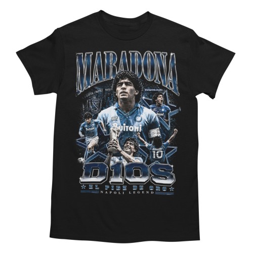 Koszulka męska bawełniana Diego Maradona Argentyna Neapol numer 10 czarna z nadrukiem piłkarskim 2