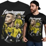 Koszulka męska bawełniana Ronaldo Nazário Brazylia numer 9 czarna z nadrukiem piłkarskim