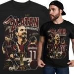Koszulka męska bawełniana Zlatan Ibrahimović Szwecja Mediolan numer 11 czarna z nadrukiem piłkarskim