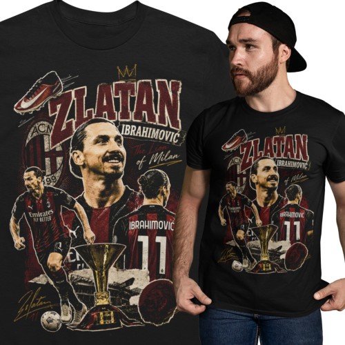 Koszulka męska bawełniana Zlatan Ibrahimović Szwecja Mediolan numer 11 czarna z nadrukiem piłkarskim 1