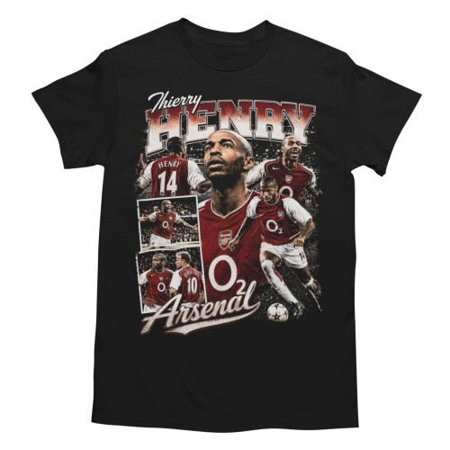 Koszulka męska bawełniana Thierry Henry Francja Londyn numer 14 czarna z nadrukiem piłkarskim 2