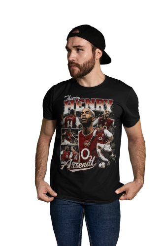 Koszulka męska bawełniana Thierry Henry Francja Londyn numer 14 czarna z nadrukiem piłkarskim 3