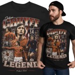 Koszulka męska bawełniana Johan Cruyff Holandia Barcelona numer 14 czarna z nadrukiem piłkarskim