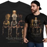 Koszulka męska bawełniana Messi Ronaldo Neymar Mistrzostwa Świata czarna z nadrukiem piłkarskim