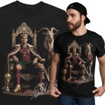 Koszulka męska Cristiano Ronaldo Portugalia CR7 GOAT czarna z nadrukiem piłkarskim