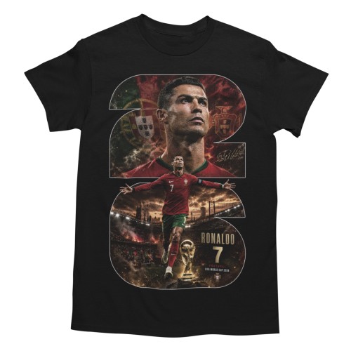 Koszulka męska Cristiano Ronaldo Portugalia 2026 czarna z nadrukiem piłkarskim 3