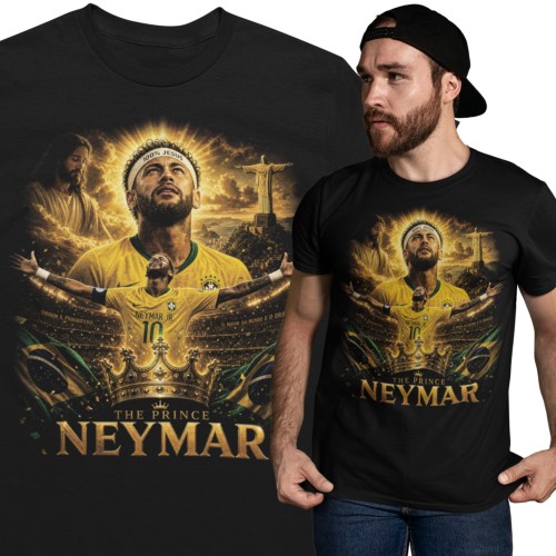 Koszulka męska Neymar Brazylia czarna z nadrukiem The Prince