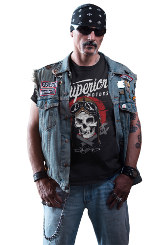 Koszulka męska Superior Motors czarna z nadrukiem motocyklowym Skull Rider 3
