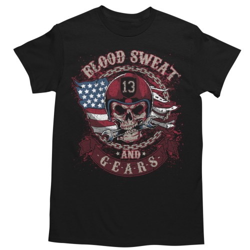 Koszulka męska Blood Sweat and Gears czarna z nadrukiem motocyklowym 2