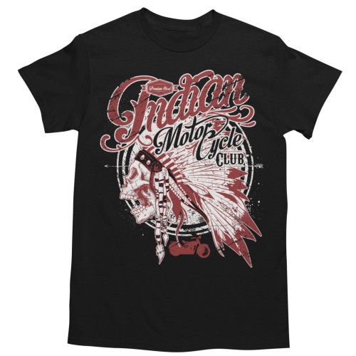 Koszulka męska Indian Motorcycle Club czarna z nadrukiem Vintage Biker Skull 2