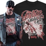 Koszulka męska Indian Motorcycle Club czarna z nadrukiem Vintage Biker Skull