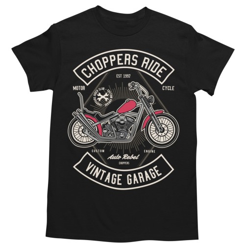Koszulka męska Choppers Ride Vintage Garage czarna – Custom Chopper Motorcycle 2
