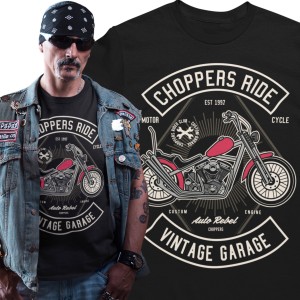 Koszulka męska Choppers Ride Vintage Garage czarna – Custom Chopper Motorcycle