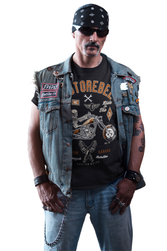 Koszulka męska Motorebel Custom Garage czarna – Skeleton Chopper Biker Vintage 2