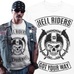 Koszulka męska Hell Riders Got Your Way biała – Skull Biker Vintage