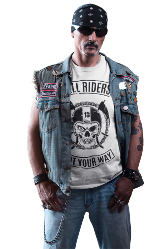 Koszulka męska Hell Riders Got Your Way biała – Skull Biker Vintage 2