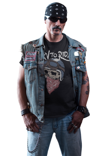 Koszulka męska z czaszką motocyklową Born to Ride – Biker Vintage – czarna 2