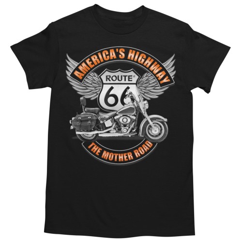 Koszulka męska motocyklowa Route 66 Chopper America's Highway – Vintage Biker Czarna 2
