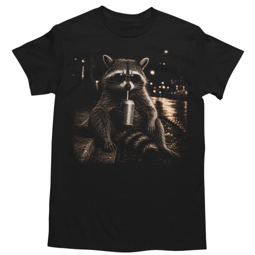 Koszulka męska Szop Pracz w Okularach – Śmieszna Koszulka z Szopem, Raccoon, Funny Animal Czarna