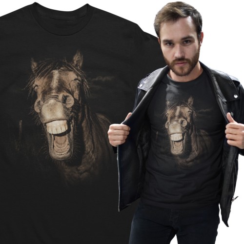 Koszulka męska Śmieszny Koń – Koszulka z Koniem, Funny Horse, Koń z Wielkim Uśmiechem, Humor, Prezent 2