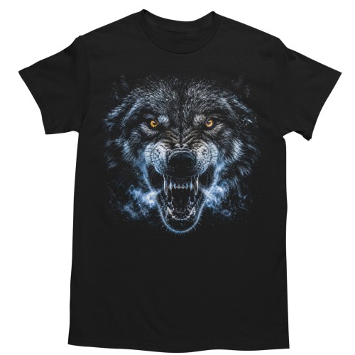 Koszulka męska Wilk – Wolf, Dziki Wilk, Wild Wolf, Wilcze Oczy, Czarna 1
