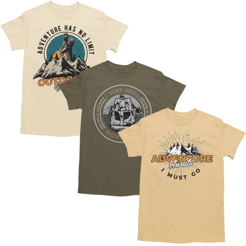 Zestaw 3x Koszulka Męska 3pak T-shirt Męski zestaw 3szt Outdoor Górskie 1