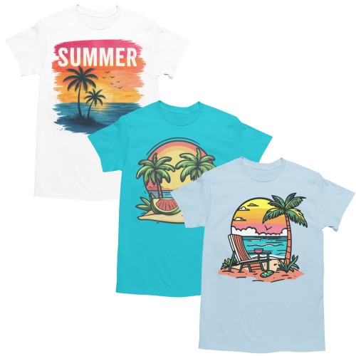 Zestaw 3x Koszulka Męska 3pak T-shirt Męski zestaw 3szt Koszulki Na Wakacje Letnie Wzory Na Lato 1