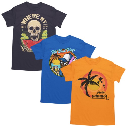 Zestaw 3x Koszulka Męska 3pak T-shirt Męski zestaw 3szt Koszulki Na Wakacje Letnie Wzory Na Lato Urlop