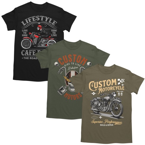 Zestaw 3x Koszulka Męska 3pak T-shirt Męski zestaw 3szt Koszulki Motocyklowe Na Motor Dla Motocyklisty 1
