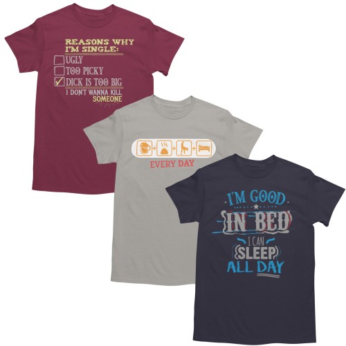 Zestaw 3x Koszulka Męska 3pak T-shirt Męski zestaw 3szt Śmieszne Koszulki Humor