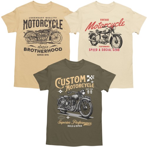 Zestaw 3x Koszulka Męska 3pak T-shirt Męski zestaw 3szt Koszulki Motocyklowe Na Motor Dla Motocyklisty