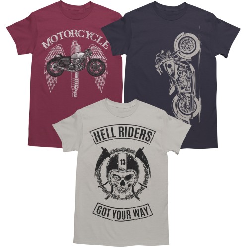Zestaw 3x Koszulka Męska 3pak T-shirt Męski zestaw 3szt Koszulki Motocyklowe Na Motor Dla Motocyklisty
