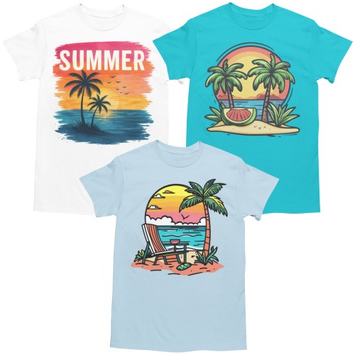 Zestaw 3x Koszulka Męska 3pak T-shirt Męski zestaw 3szt Koszulki Na Wakacje Letnie Wzory Na Lato