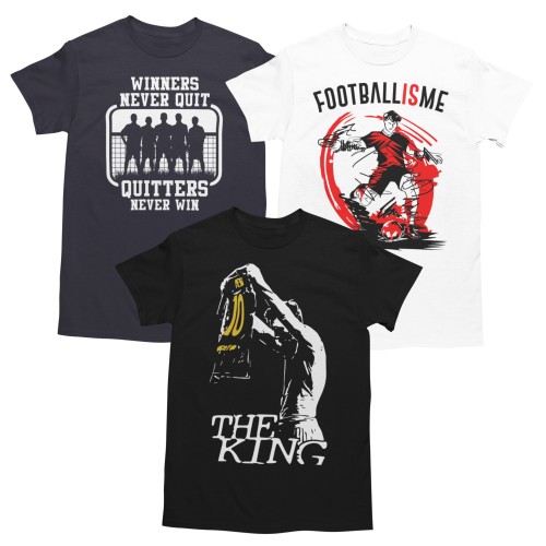 Zestaw 3x Koszulka Męska 3pak T-shirt Męski zestaw 3szt Koszulki Piłkarskie Piłka Nożna