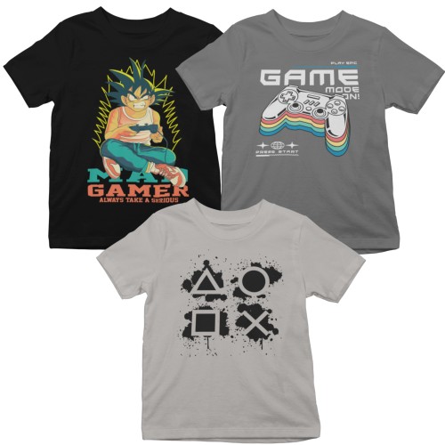 Koszulka dziecięca gamer gamingowa z padem zestaw 3 koszulek 3 szt. 1