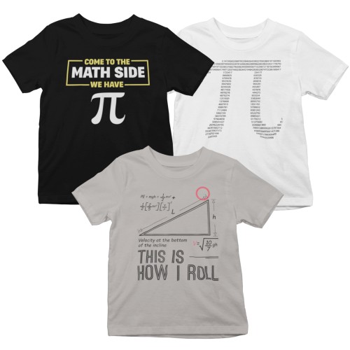 Koszulka dziecięca matematyka liczba Pi wzory zestaw 3 szt. 3-pak