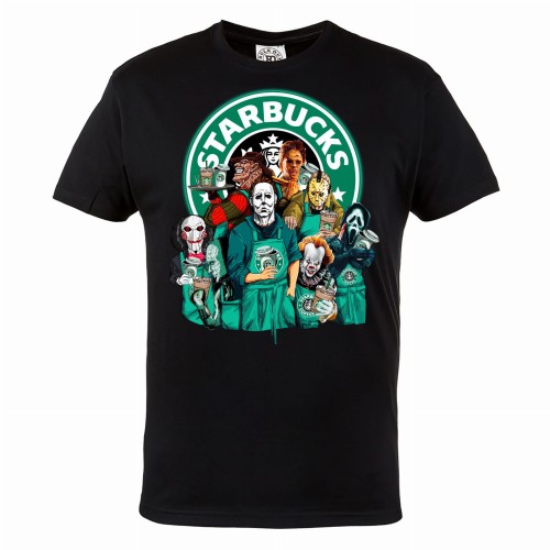 MĘSKA KOSZULKA Z NADRUKIEM NA HALLOWEEN HORROR STARBUCKS HAL120