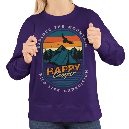 Bluza damska camping Happy Camper – góry namiot outdoor z nadrukiem