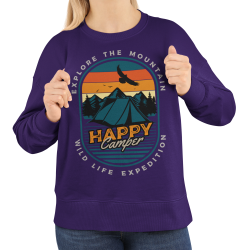 Bluza damska camping Happy Camper – góry namiot outdoor z nadrukiem 6