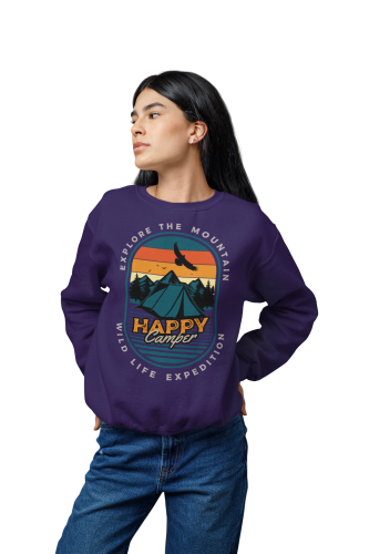 Bluza damska camping Happy Camper – góry namiot outdoor z nadrukiem 4