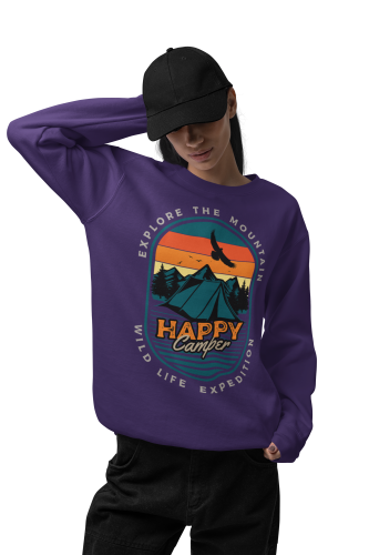 Bluza damska camping Happy Camper – góry namiot outdoor z nadrukiem 5