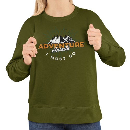 Bluza damska Adventure Awaits – góry trekking podróże z nadrukiem 1