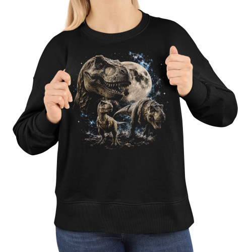 Bluza damska z nadrukiem dinozaury T-Rex i księżyc – prehistoryczna 3