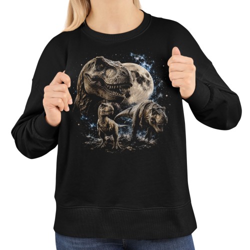 Bluza damska z nadrukiem dinozaury T-Rex i księżyc – prehistoryczna