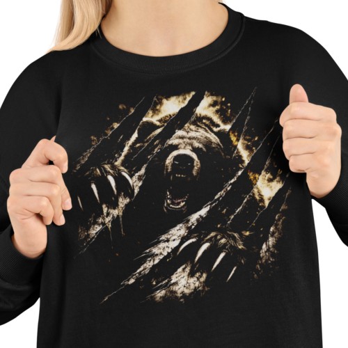 Bluza damska z nadrukiem niedźwiedź grizzly – pazury dzika natura 2