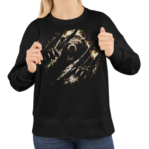 Bluza damska z nadrukiem niedźwiedź grizzly – pazury dzika natura 3